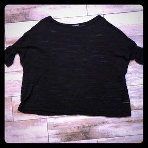 Short sleeve distressed sweater